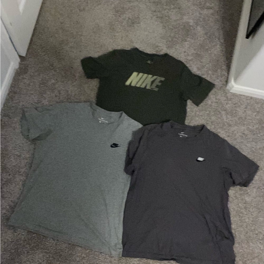 Nike T-Shirt Trio - Olive, Gray, Charcoal